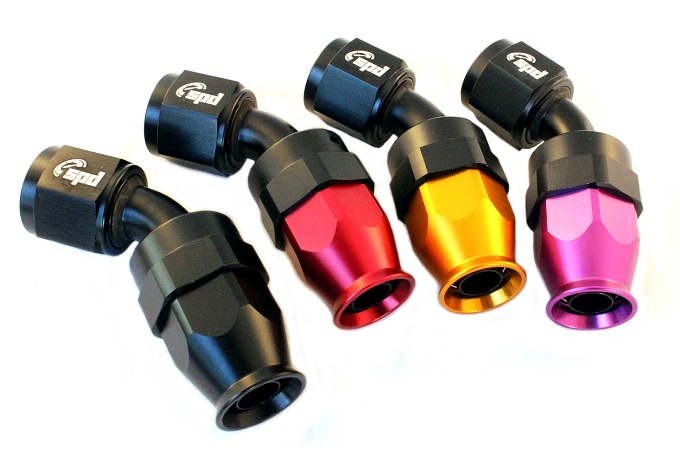 AN10 Schlauchende 45° PTFE