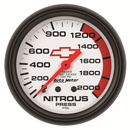 2-5/8" Nitrous Druck, 0-2000 Psi, Chevy Red Bowtie, White