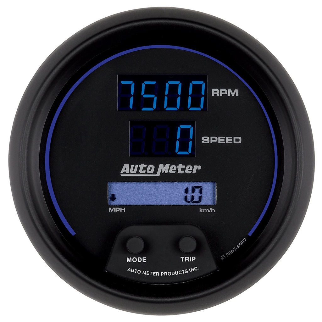 3-3/8" Drehzahlmesser/Drehzahlmesser Combo, 10k Rpm/260 Mph/260 Km/H, Cobalt Digital