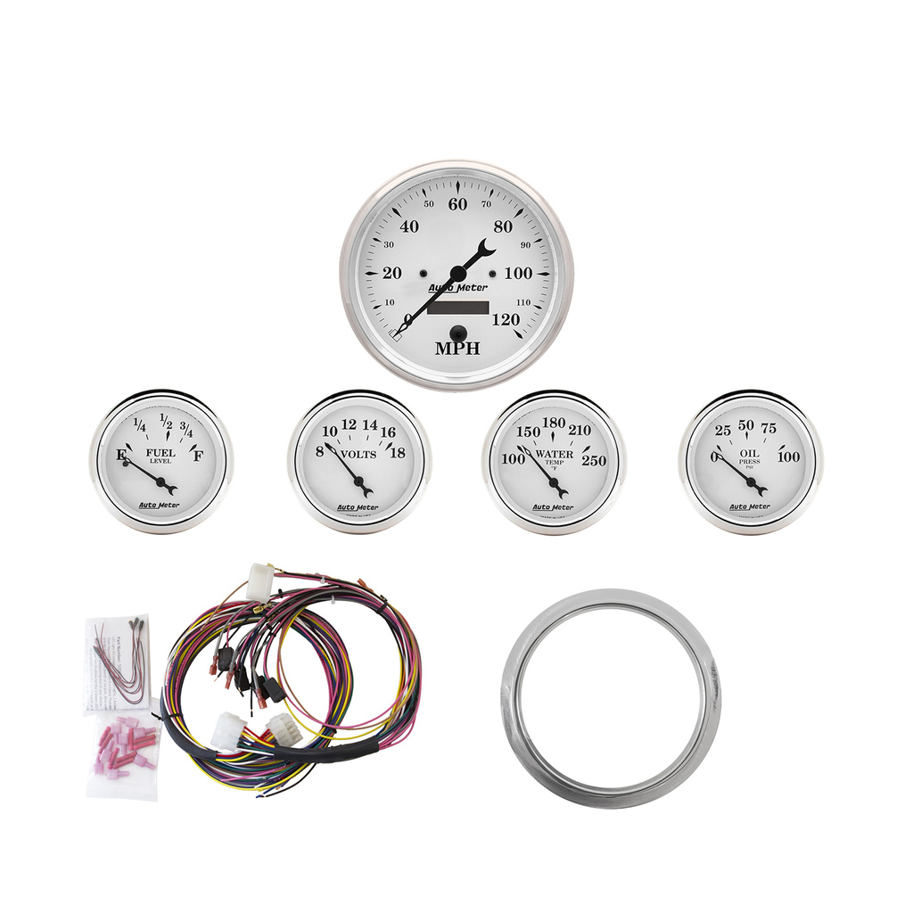 5-Instrumente Direktmontage-Armaturenbrett-Kit, Chevy Car 59-60, Old Tyme White