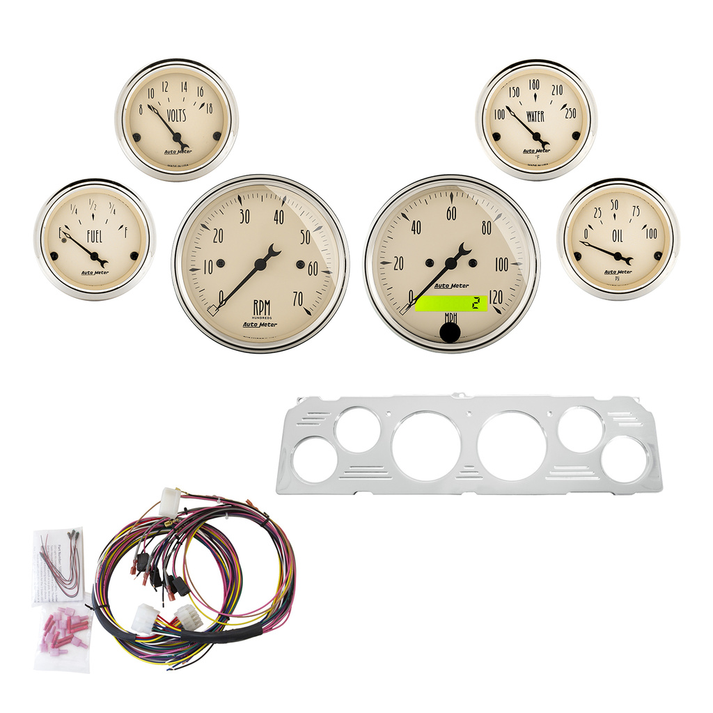 6-Instrumente Direktmontage-Armaturenbrett-Kit, Chevy Truck 64-66, Antique Beige