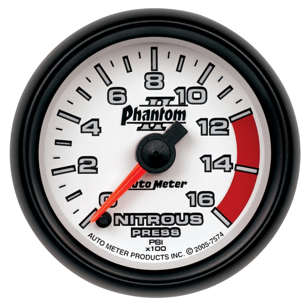 2-1/16" Nitrous Druck, 0-1600 Psi, Phantom Ii