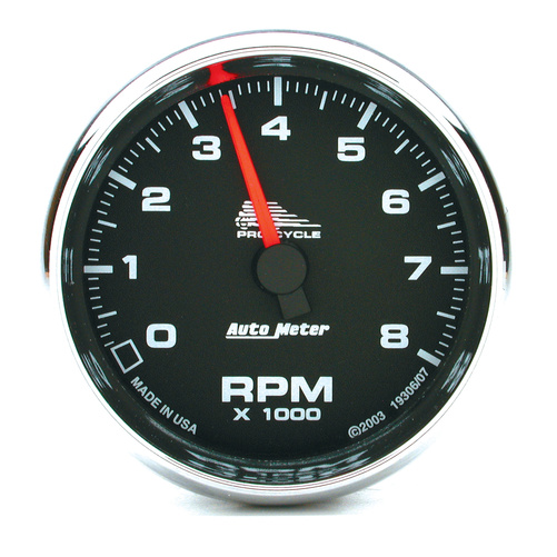 2-5/8" Drehzahlmesser, 0-8,000 Rpm, Black, Pro-Cycle