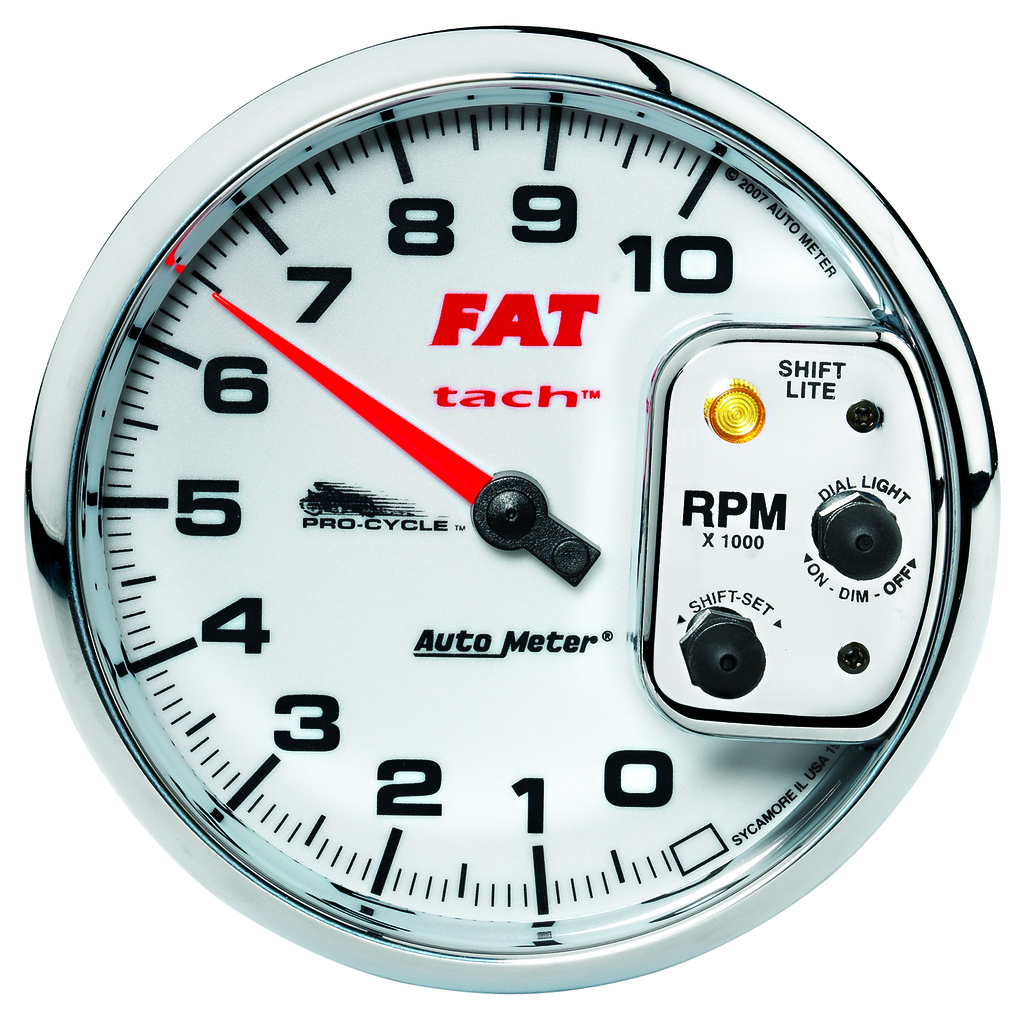 5" Drehzahlmesser, 0-10,000 Rpm, White, Pro-Cycle