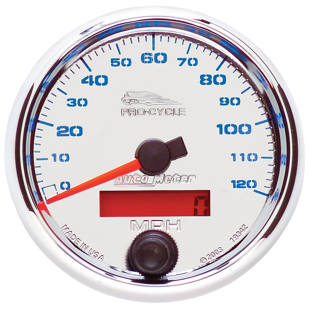 2-5/8" Drehzahlmesser, 0-120 Mph, Chrome, Pro-Cycle