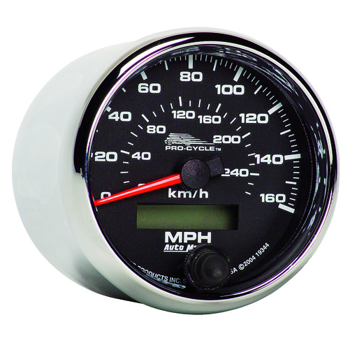 2-5/8" Drehzahlmesser, 0-160 Mph, 0-260 Kph, Black, Pro-Cycle