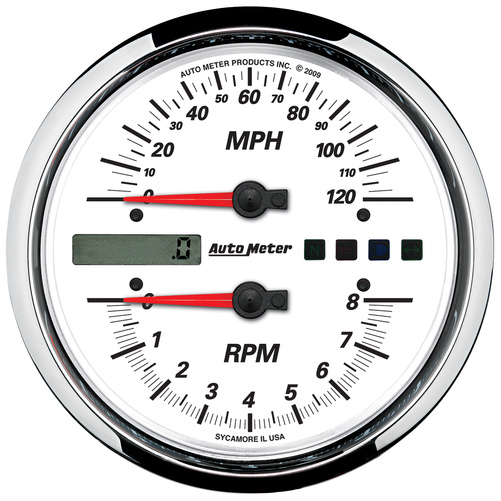 5" Direct Fit Drehzahlmesser/Drehzahlmesser Combo, 8k Rpm/120 Mph, White, Pro-Cycle