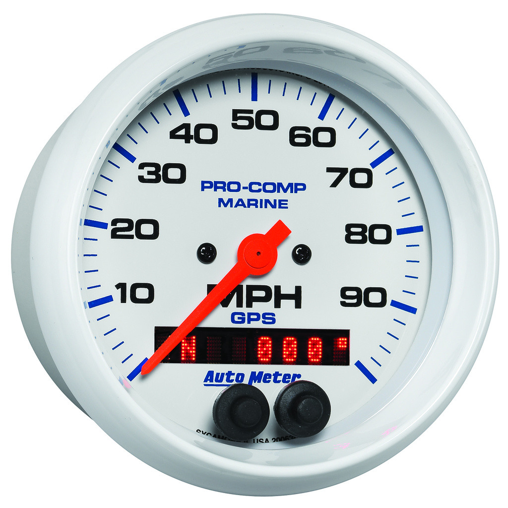 3-3/8" Gps Drehzahlmesser, 0-100 Mph, Marine White