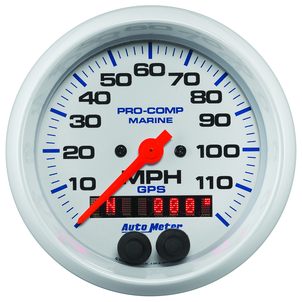 3-3/8" Gps Drehzahlmesser, 0-120 Mph, Marine White