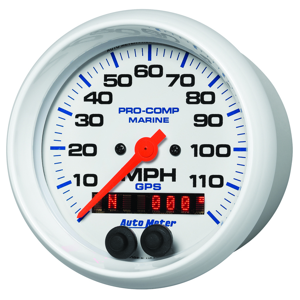 3-3/8" Gps Drehzahlmesser, 0-120 Mph, Marine White