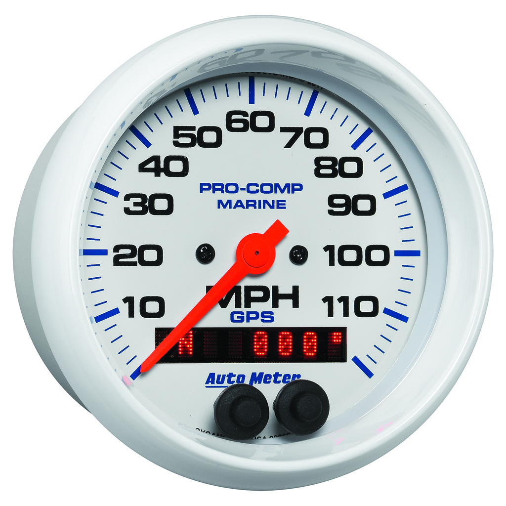 3-3/8" Gps Drehzahlmesser, 0-120 Mph, Marine White