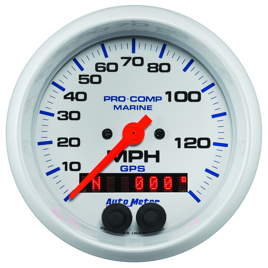 3-3/8" Gps Drehzahlmesser, 0-140 Mph, Marine White