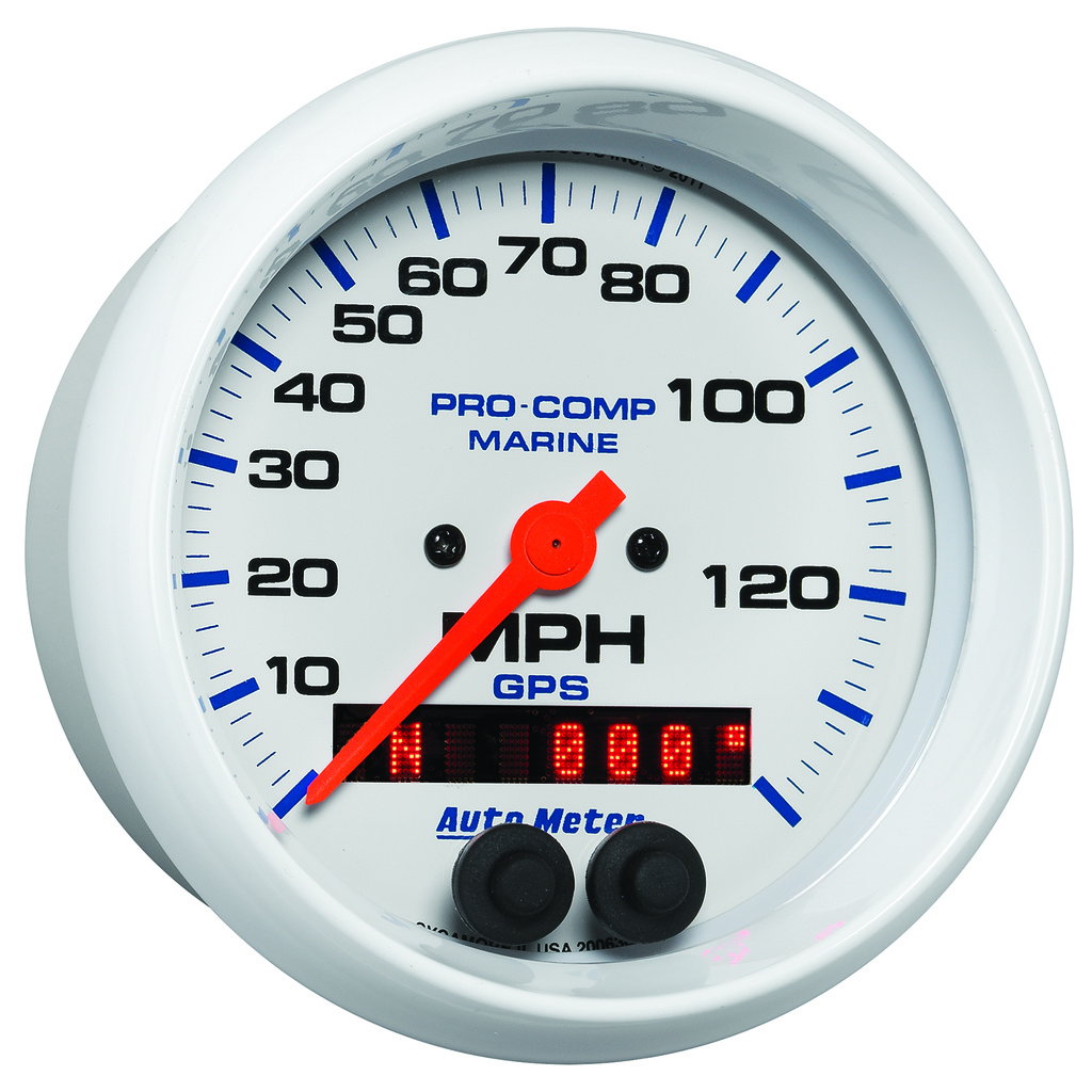 3-3/8" Gps Drehzahlmesser, 0-140 Mph, Marine White