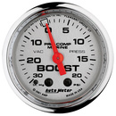 2-1/16" Vacuum/Boost, 30 In Hg/20 Psi, Marine Chrome Ultra-Lite