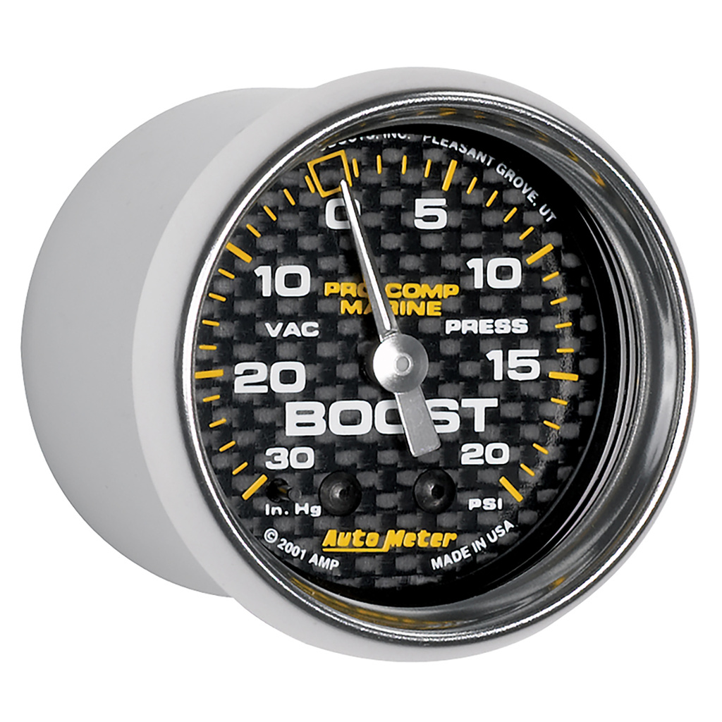 2-1/16" Vacuum/Boost, 30 In Hg/20 Psi, Marine Carbon Fiber