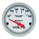 2-1/16" Voltmeter, 8-18v, Marine Silver Ultra-Lite