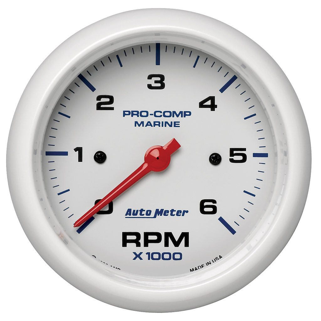 3-3/8" In-Dash Drehzahlmesser, 0-6,000 Rpm, Marine White