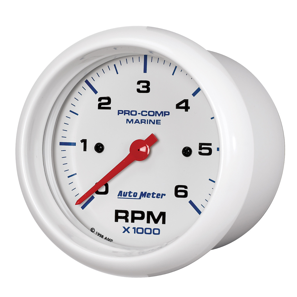3-3/8" In-Dash Drehzahlmesser, 0-6,000 Rpm, Marine White