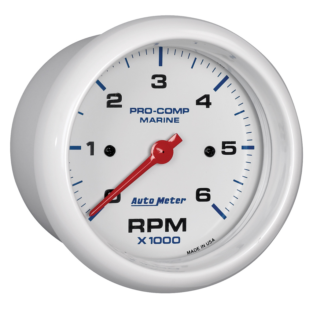 3-3/8" In-Dash Drehzahlmesser, 0-6,000 Rpm, Marine White