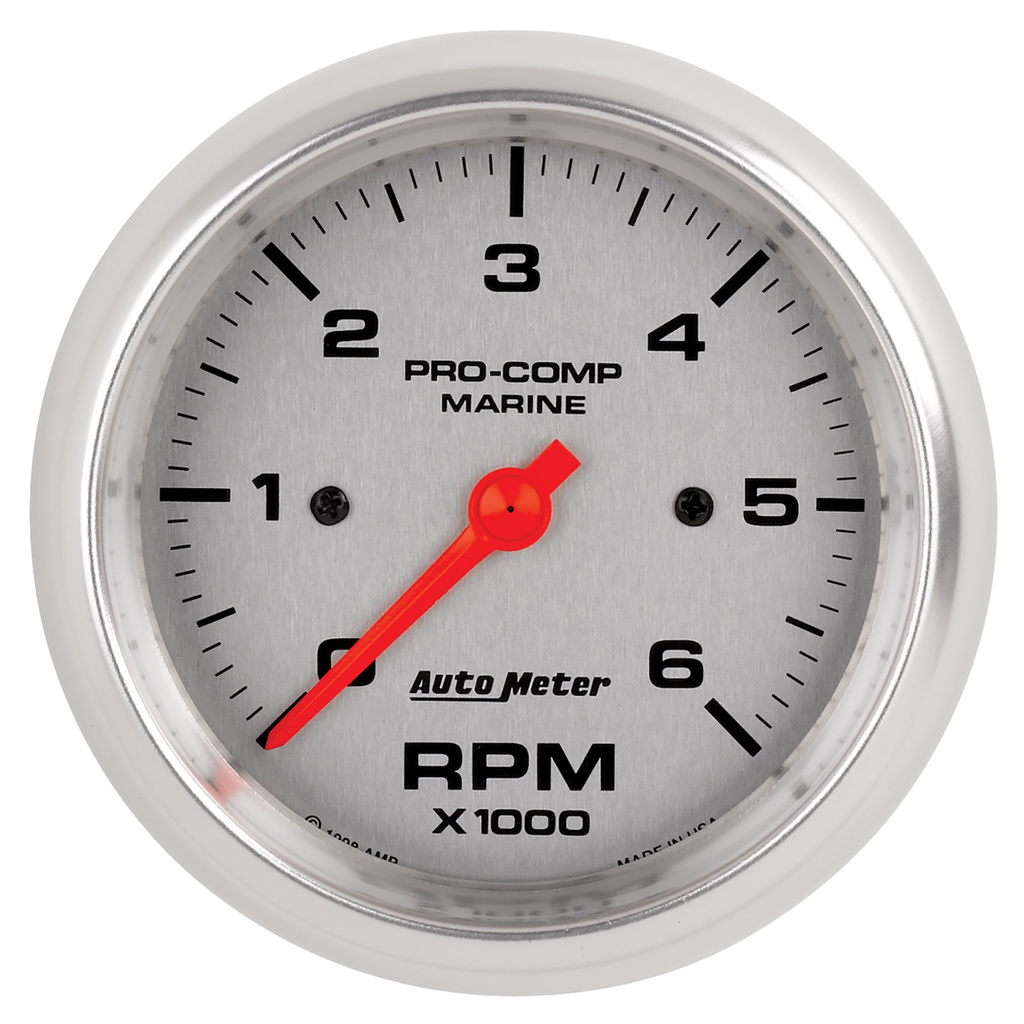 3-3/8" In-Dash Drehzahlmesser, 0-6,000 Rpm, Marine Silver Ultra-Lite