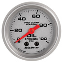 2-1/16" Öldruck, 0-100 Psi, Marine Silver Ultra-Lite