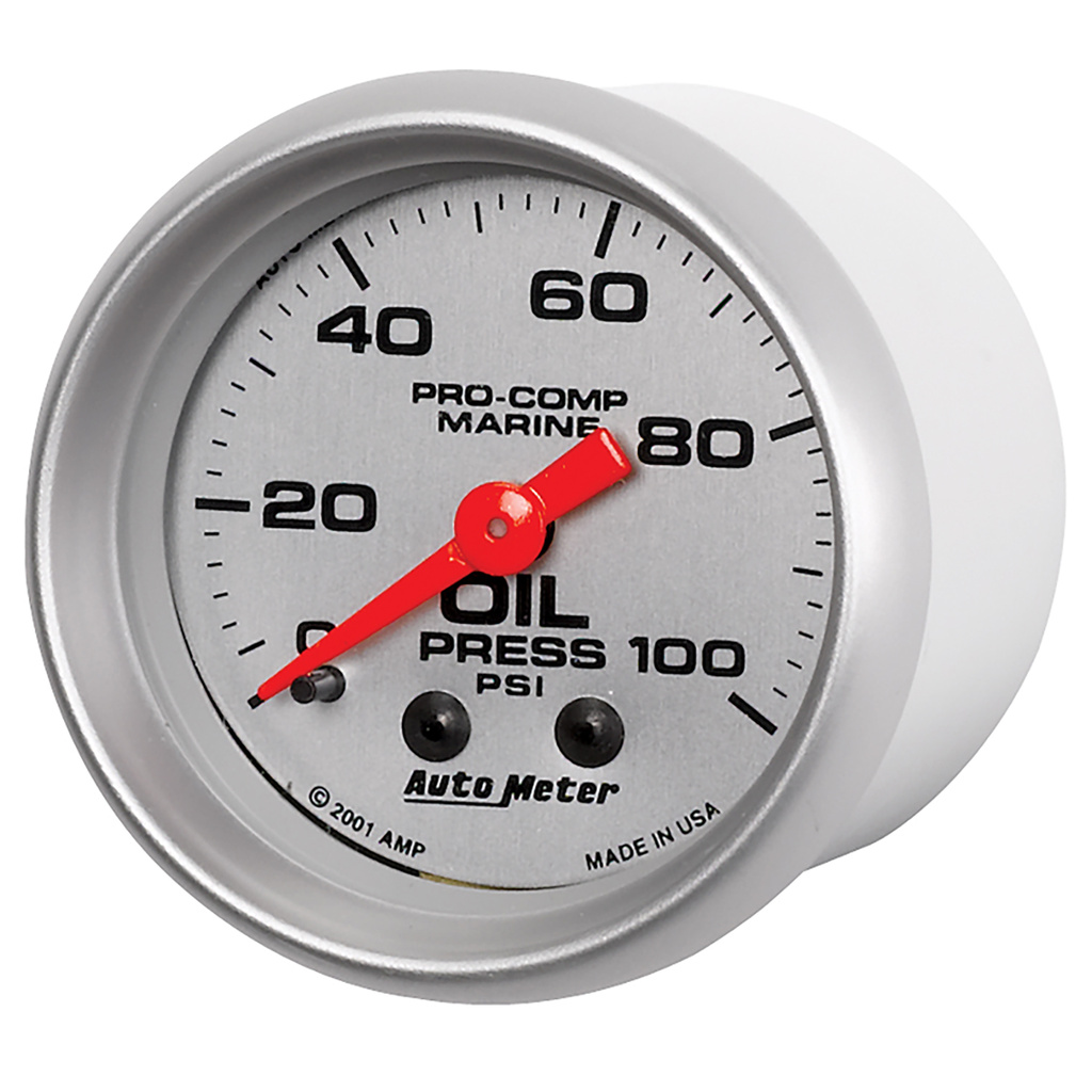 2-1/16" Öldruck, 0-100 Psi, Marine Silver Ultra-Lite