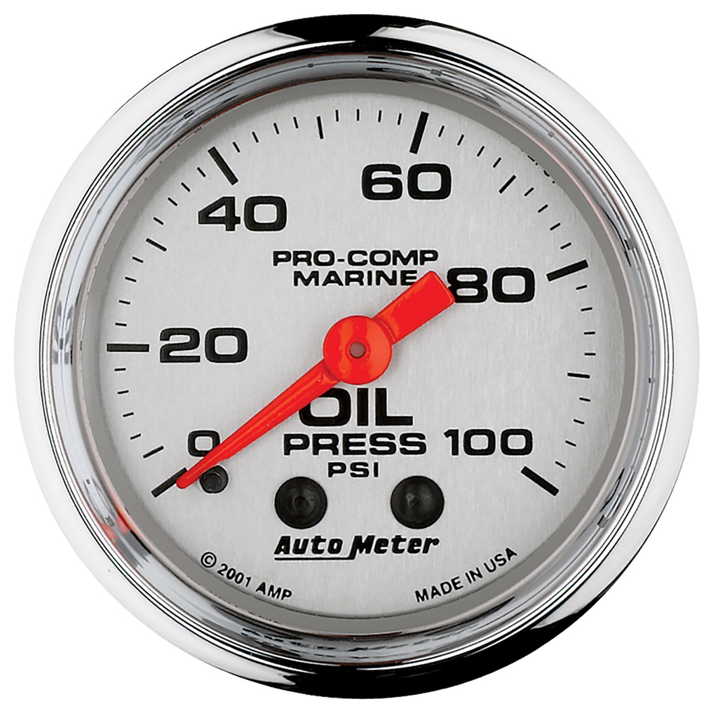 2-1/16" Öldruck, 0-100 Psi, Marine Chrome Ultra-Lite