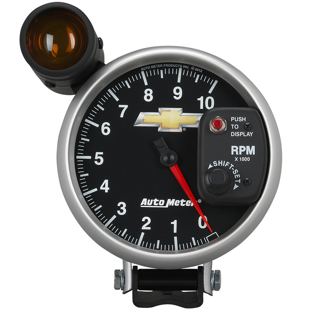 5" Drehzahlmesser, 0-10,000 Rpm, Sockel W/ Ext. Shift-Lite, Chevy Gold Bowtie