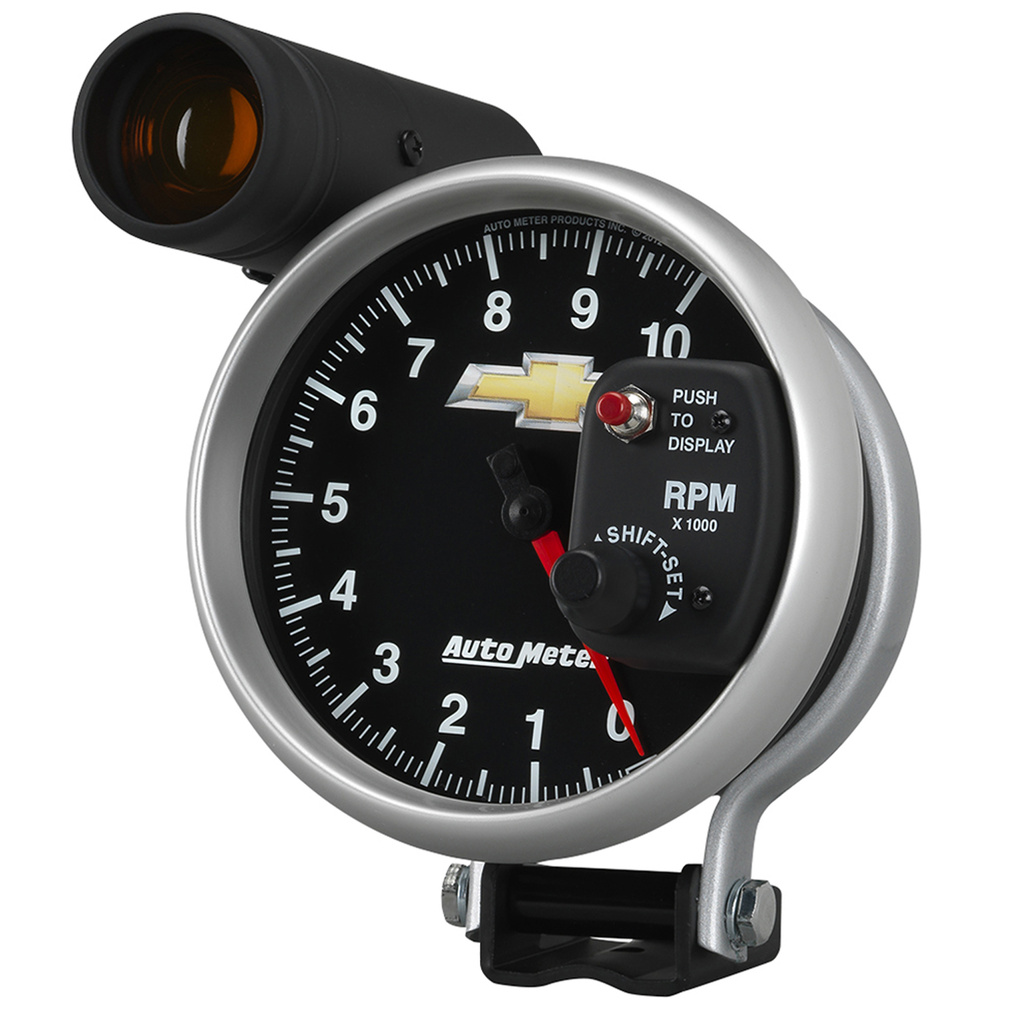 5" Drehzahlmesser, 0-10,000 Rpm, Sockel W/ Ext. Shift-Lite, Chevy Gold Bowtie