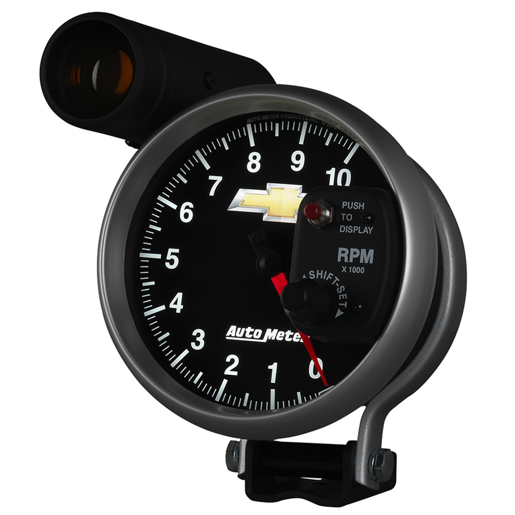 5" Drehzahlmesser, 0-10,000 Rpm, Sockel W/ Ext. Shift-Lite, Chevy Gold Bowtie
