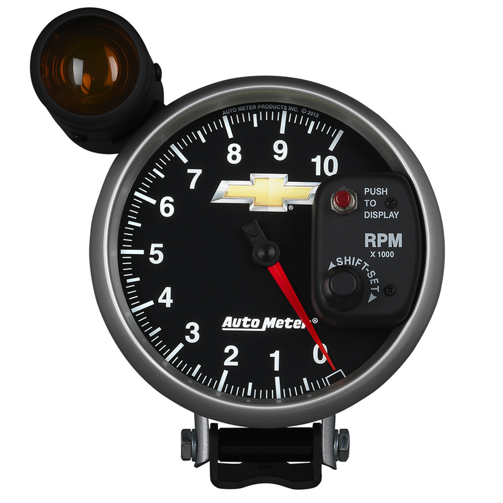 5" Drehzahlmesser, 0-10,000 Rpm, Sockel W/ Ext. Shift-Lite, Chevy Gold Bowtie