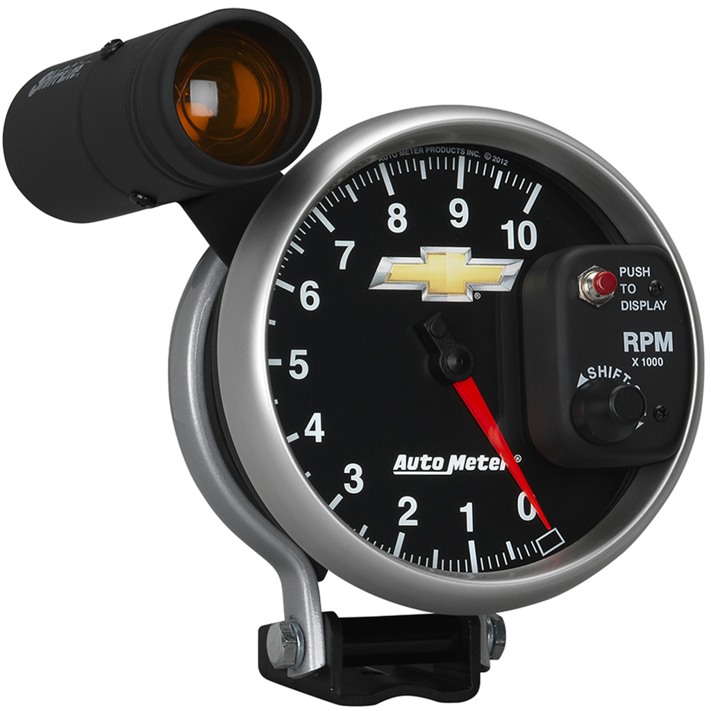 5" Drehzahlmesser, 0-10,000 Rpm, Sockel W/ Ext. Shift-Lite, Chevy Gold Bowtie