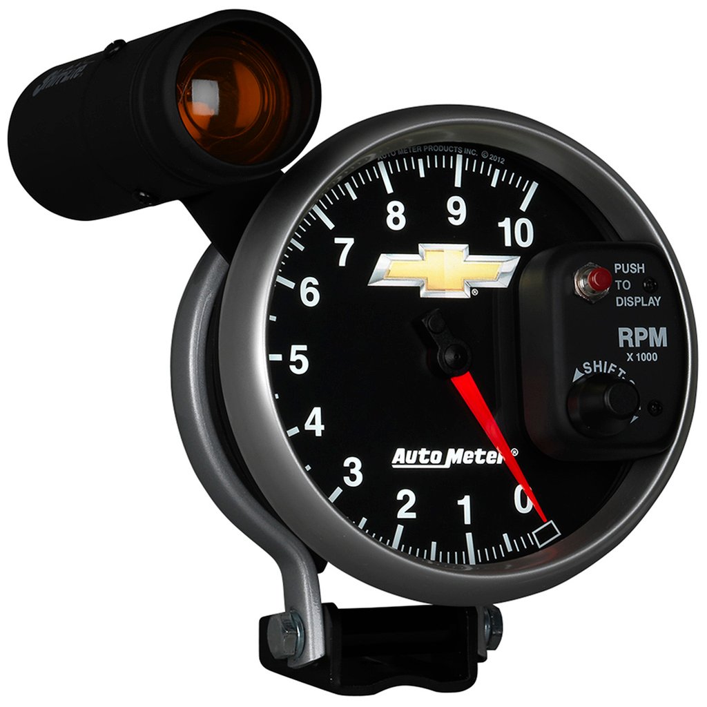 5" Drehzahlmesser, 0-10,000 Rpm, Sockel W/ Ext. Shift-Lite, Chevy Gold Bowtie