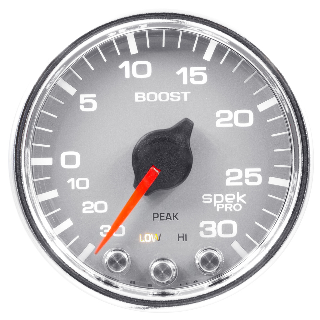 2-1/16" Boost/Vakuum, 30 In Hg/30 Psi, Spek-Pro, Silver/Chrome