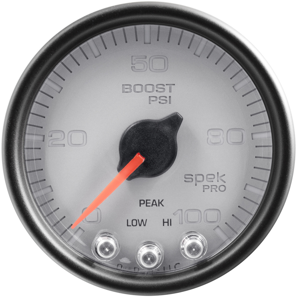 2-1/16" Boost, 0-100 Psi, Spek-Pro, Silver/Black