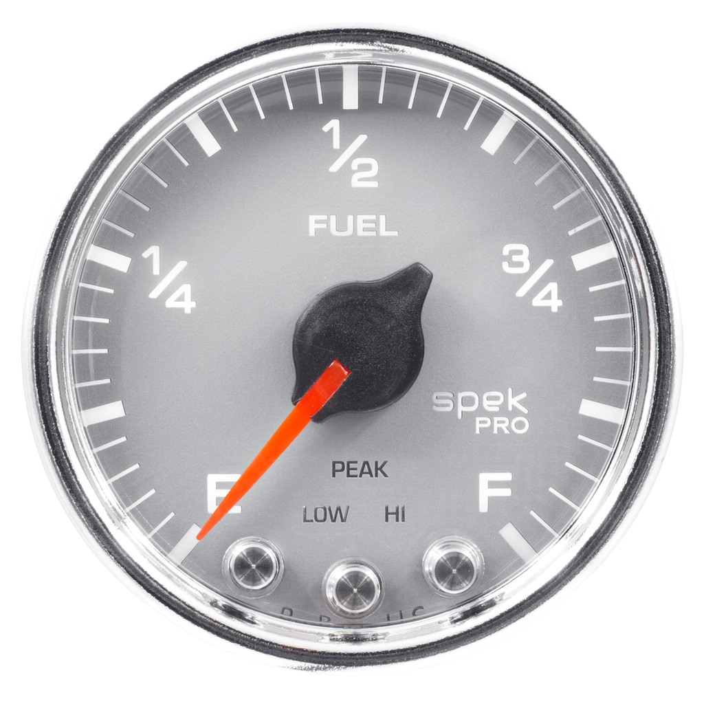2-1/16" Kraftstoffstand, Programmable 0-300 Ω, Spek-Pro, Silver/Chrome
