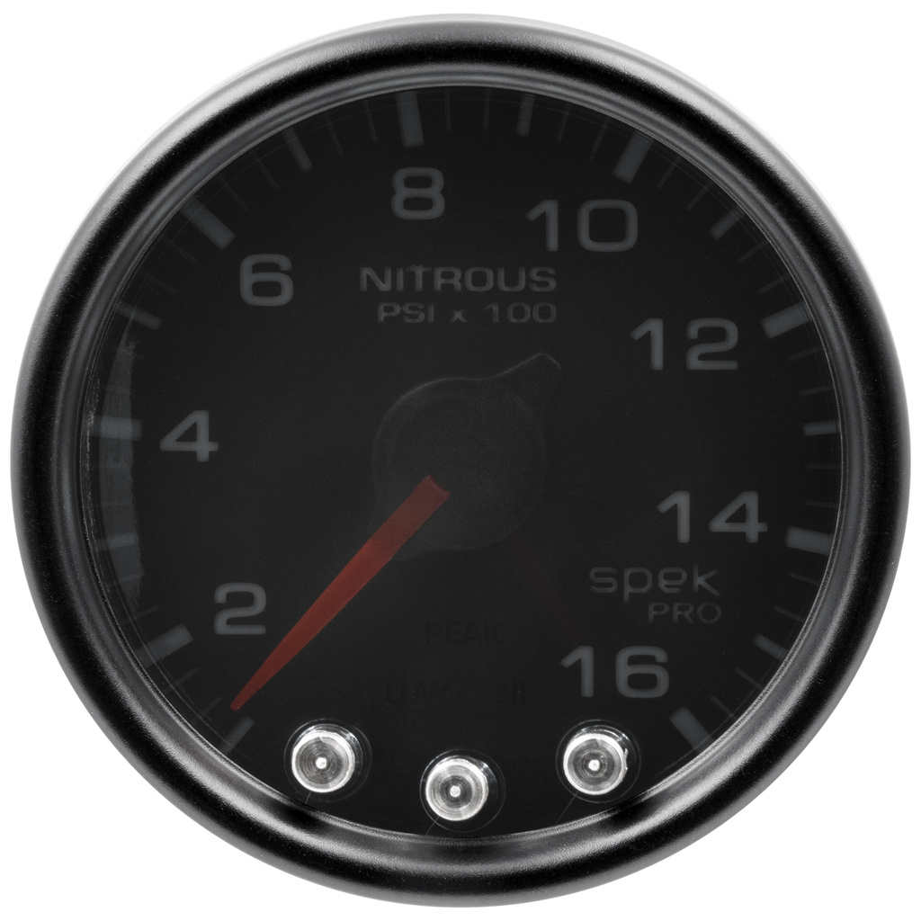 2-1/16" Nitrous Druck, 0-1600 Psi, Spek-Pro, Black/Black
