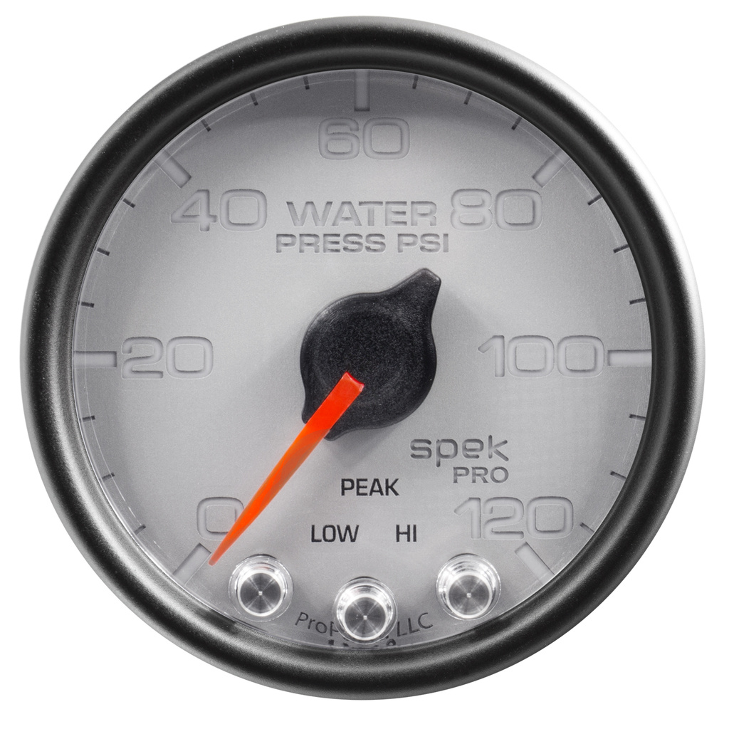 2-1/16" Wasserdruck, 0-120 Psi, Spek-Pro, Silver/Black