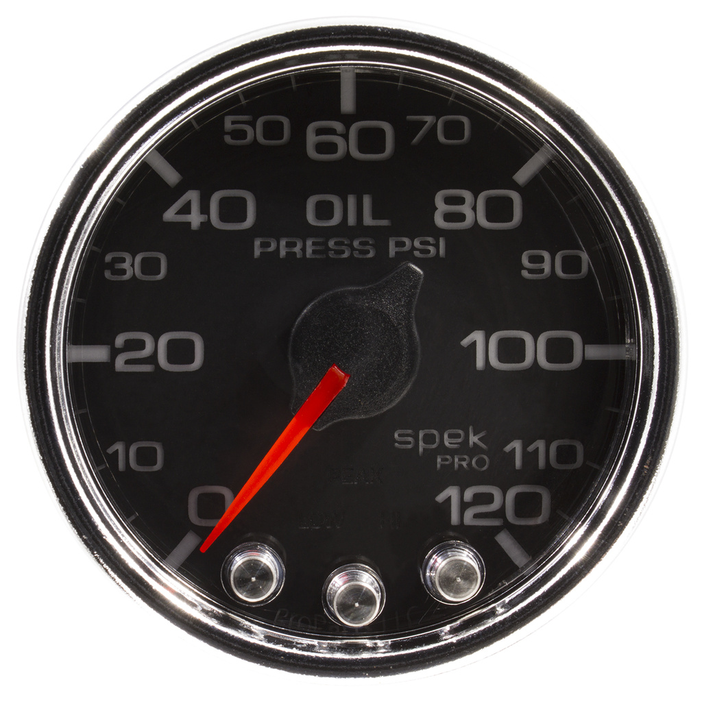 2-1/16" Öldruck, 0-120 Psi, Spek-Pro, Black/Chrome