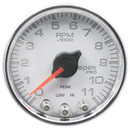 2-1/16" In-Dash Drehzahlmesser, 0-11,000 Rpm, Spek-Pro, White/Chrome