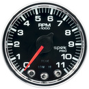 2-1/16" In-Dash Drehzahlmesser, 0-11,000 Rpm, Spek-Pro, Black/Chrome