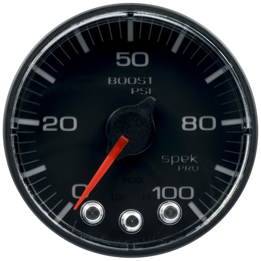 2-1/16" Boost, 0-100 Psi, Spek-Pro, Black/Black