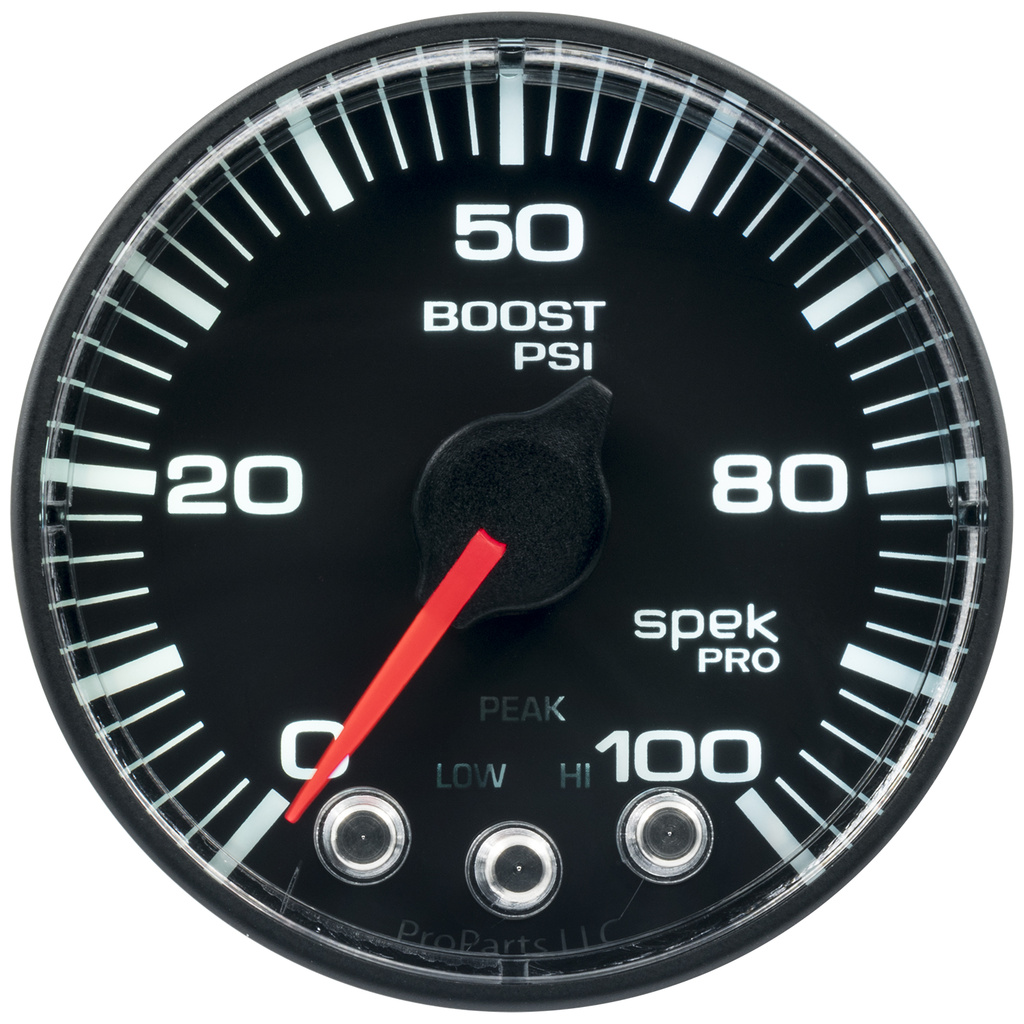 2-1/16" Boost, 0-100 Psi, Spek-Pro, Black/Black