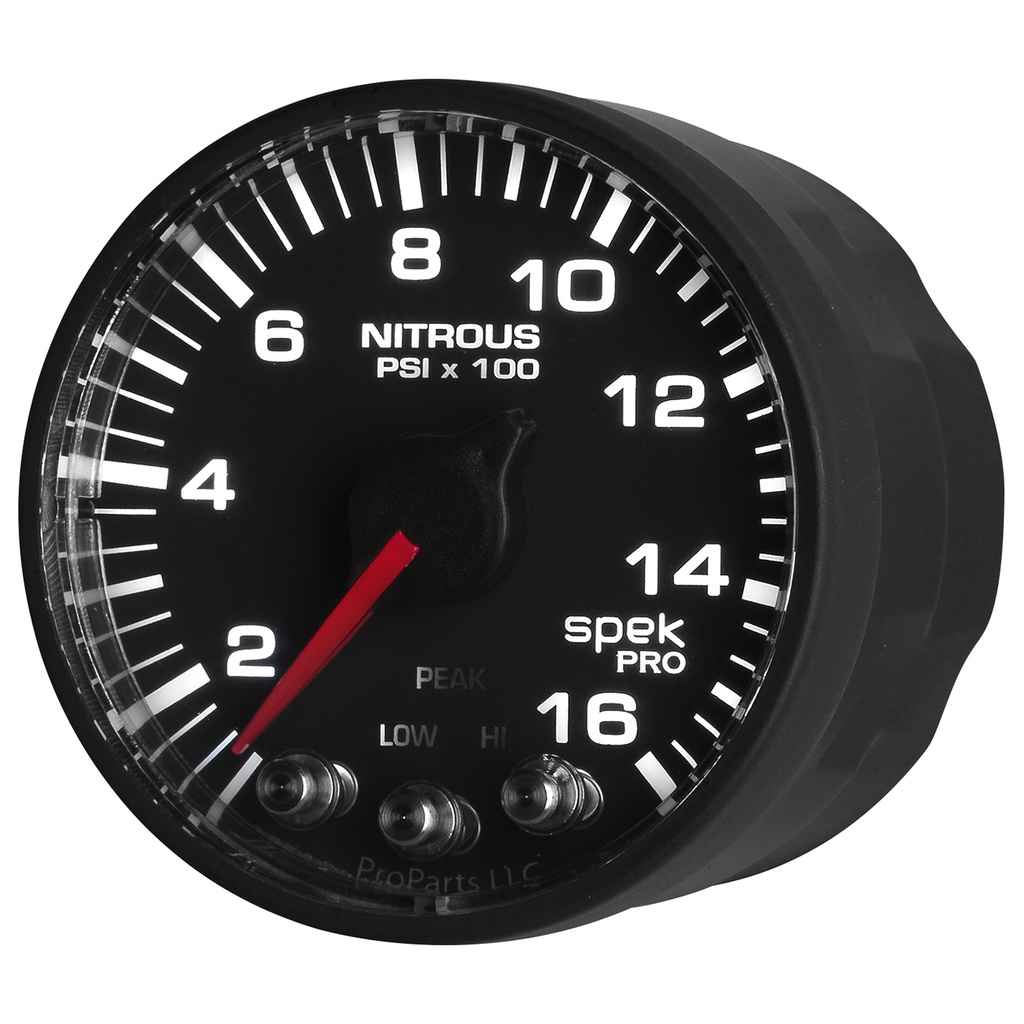 2-1/16" Nitrous Druck, 0-1600 Psi, Spek-Pro, Black/Black