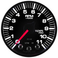 2-1/16" In-Dash Drehzahlmesser, 0-11,000 Rpm, Spek-Pro, Black/Black