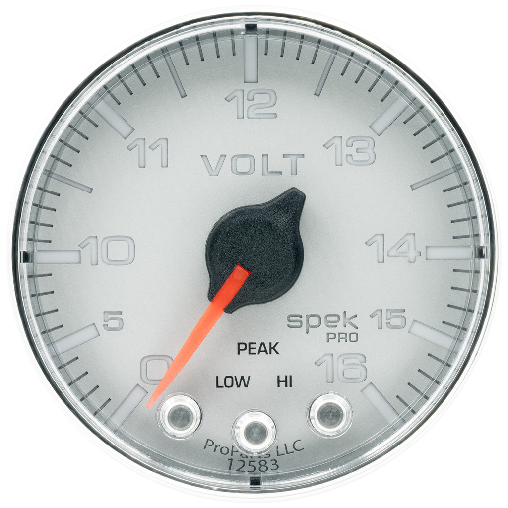 2-1/16" Voltmeter, 0-16v, Spek-Pro, Silver/Chrome