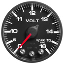 2-1/16" Voltmeter, 0-16v, Spek-Pro, Black/Black