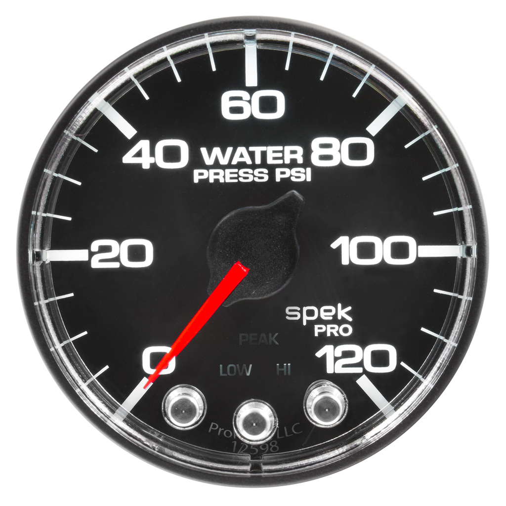 2-1/16" Wasserdruck, 0-120 Psi, Spek-Pro, Black/Chrome