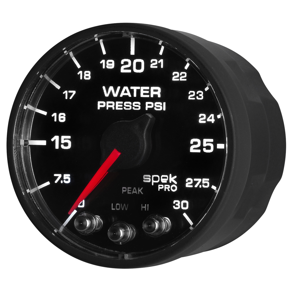 2-1/16" Wasserdruck, 0-30 Psi, Spek-Pro, Black/Black, Ecu