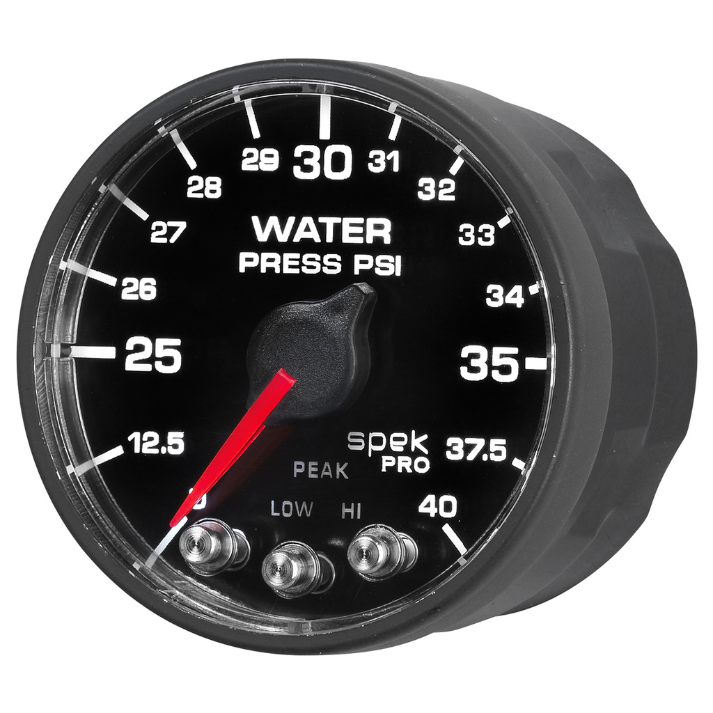 2-1/16" Wasserdruck, 0-40 Psi, Spek-Pro, Black/Black, Ecu